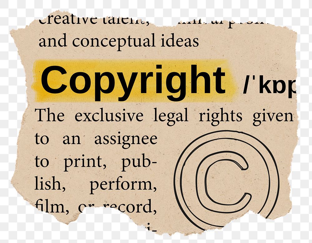 Copyright png dictionary word sticker, Ephemera typography, transparent background