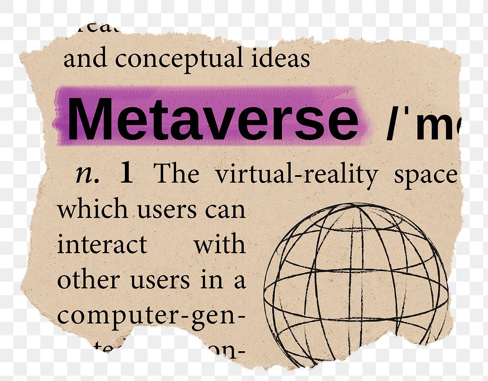Metaverse png dictionary word sticker, Ephemera typography, transparent background