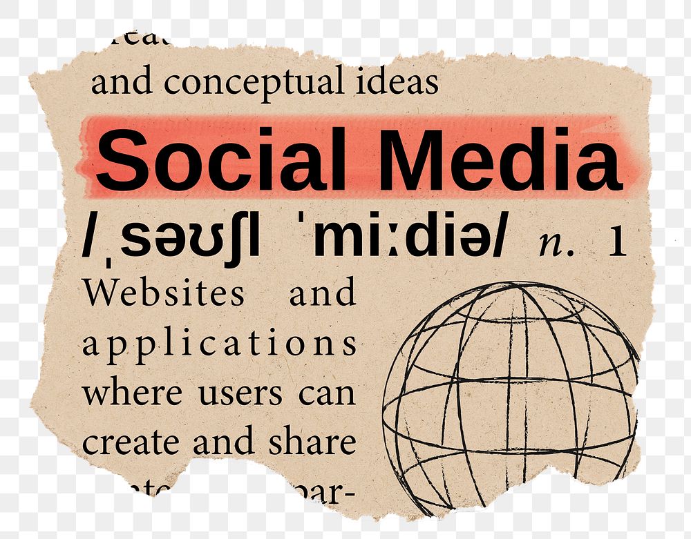 Social Media png dictionary word sticker, Ephemera typography, transparent background