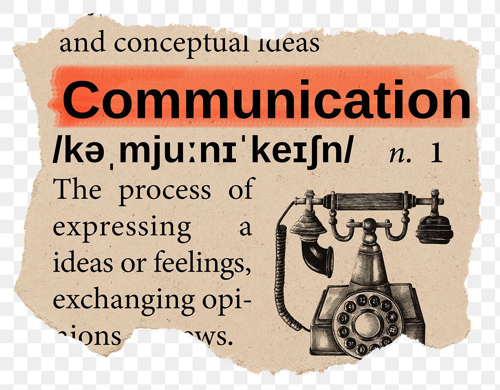 Communication png dictionary word sticker, Ephemera typography, transparent background