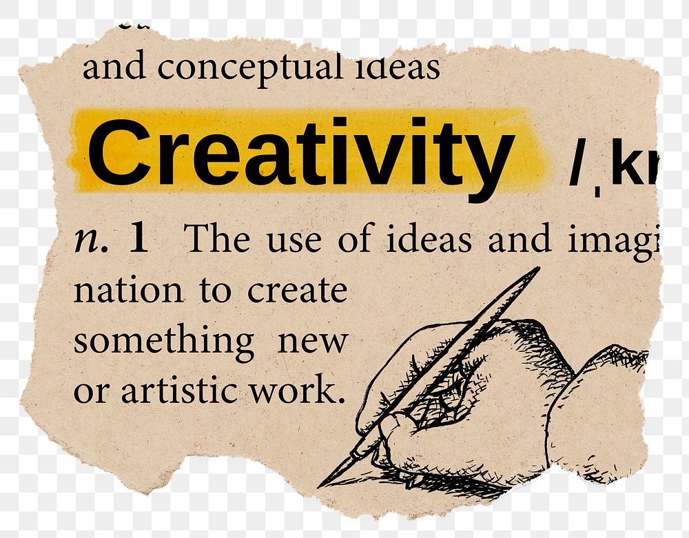Creativity png dictionary word sticker, Ephemera typography, transparent background