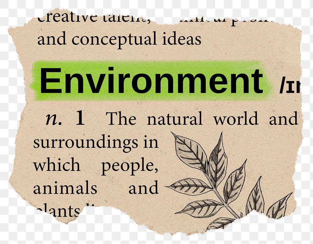 Environment png dictionary word sticker, Ephemera typography, transparent background