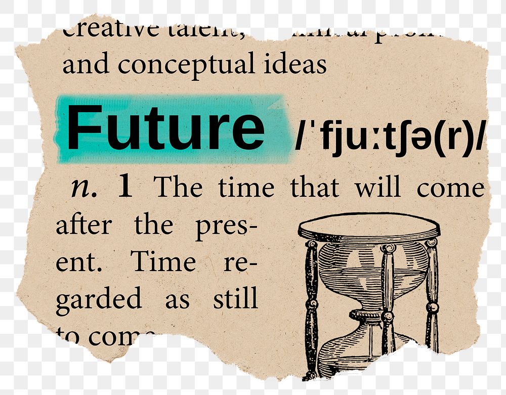 Future png dictionary word sticker, Ephemera typography, transparent background