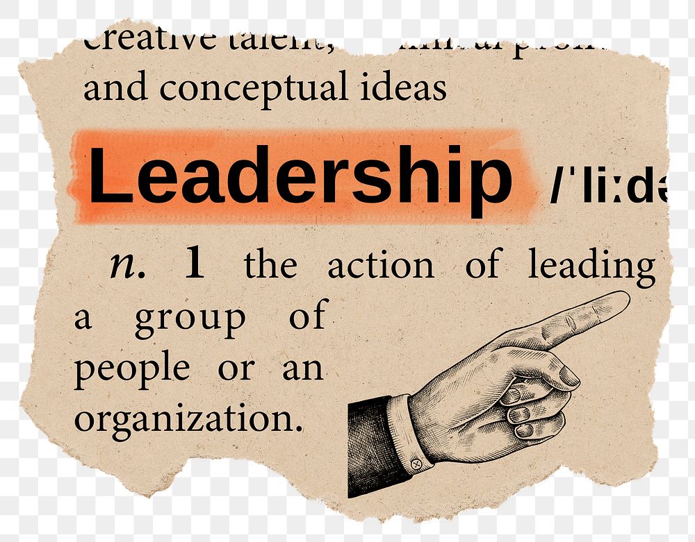 Leadership png dictionary word sticker, Ephemera typography, transparent background