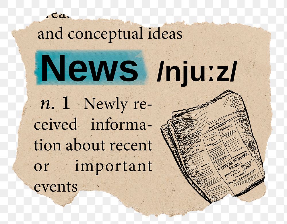 News png dictionary word sticker, Ephemera typography, transparent background
