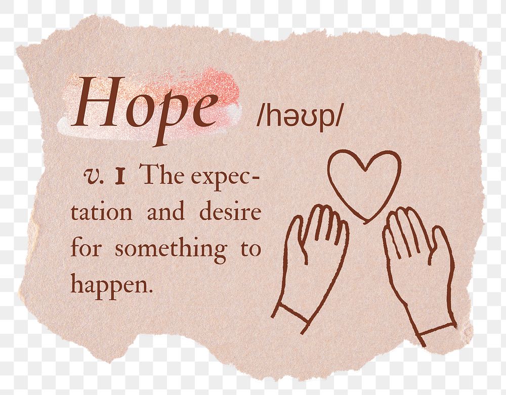 Hope png dictionary word sticker, typography in pink aesthetic, transparent background