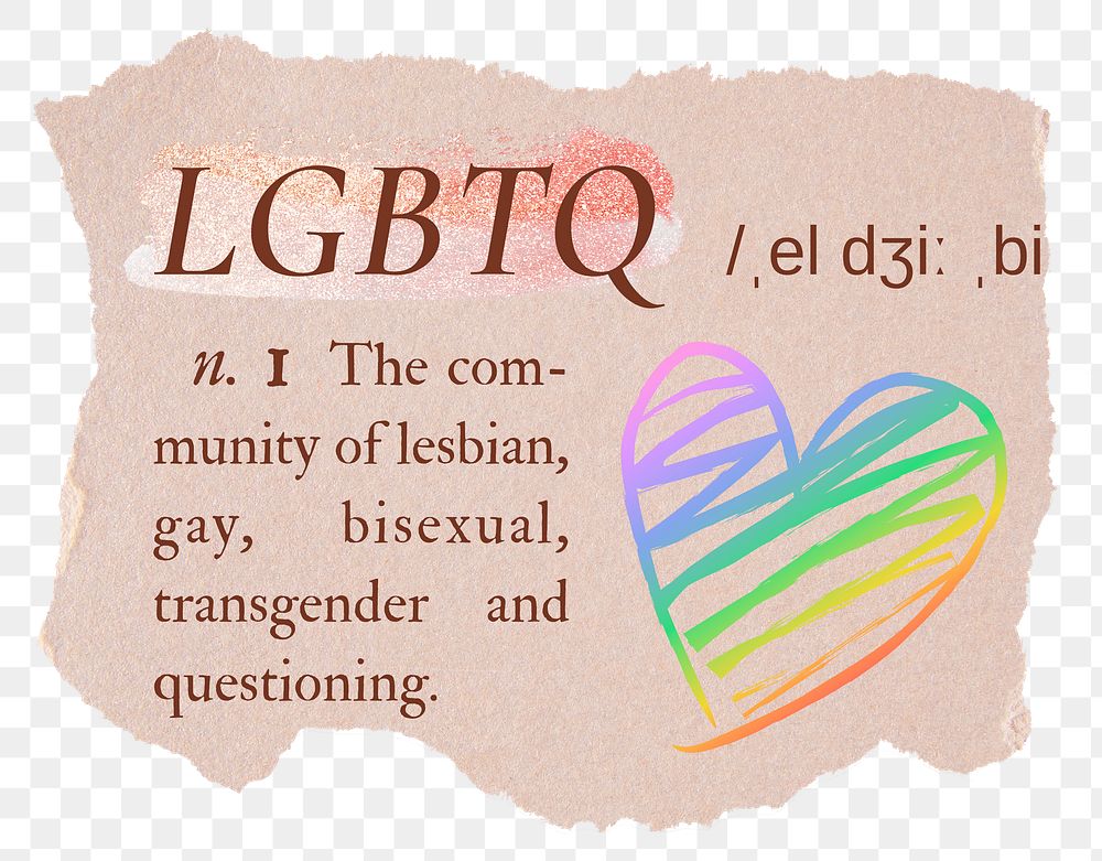 LGBTQ png dictionary word sticker, typography in pink aesthetic, transparent background