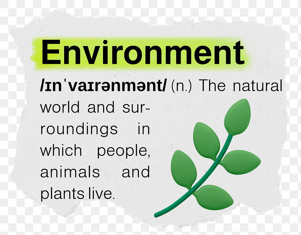 Environment png dictionary word sticker, typography, transparent background