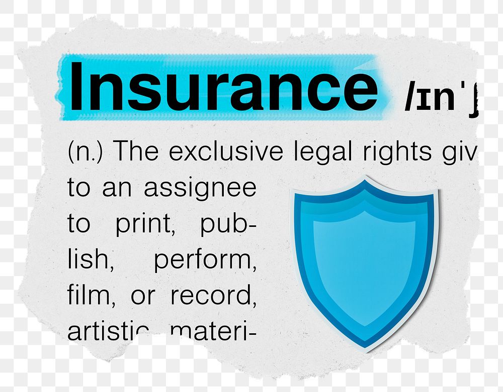 Insurance png dictionary word sticker, typography, transparent background