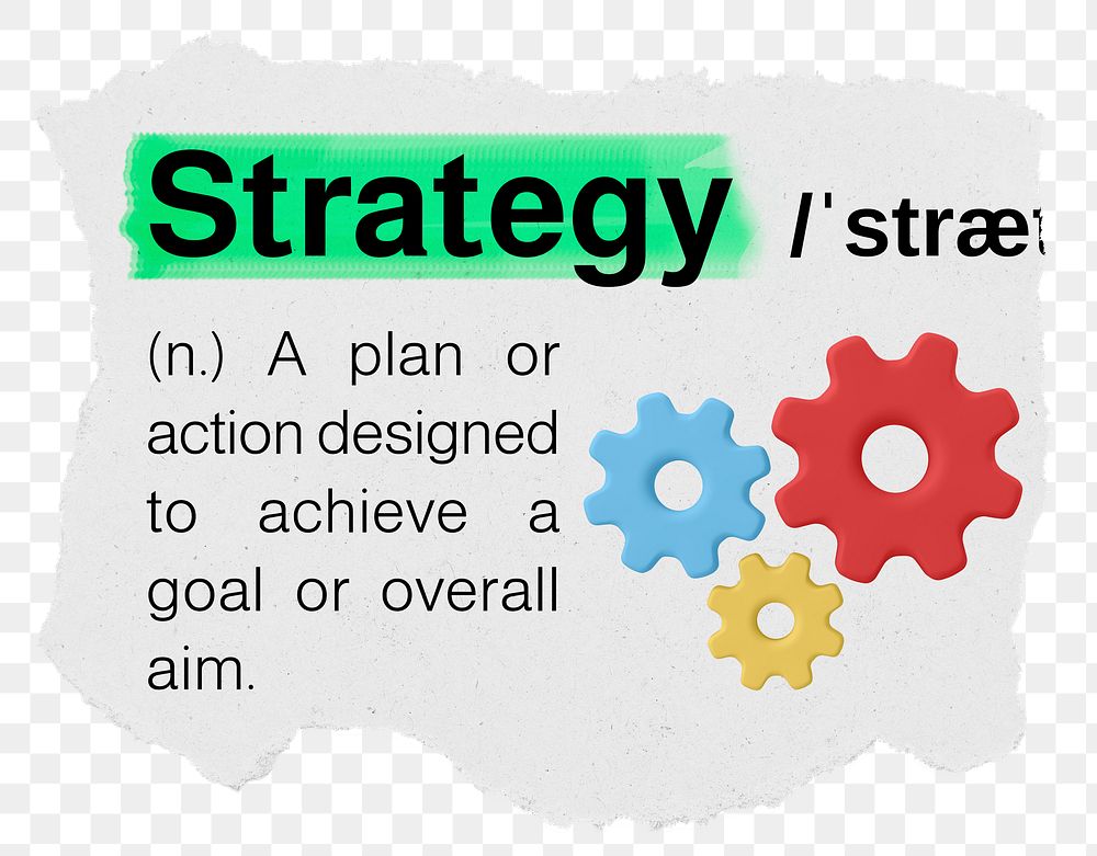 Strategy png dictionary word sticker, typography, transparent background