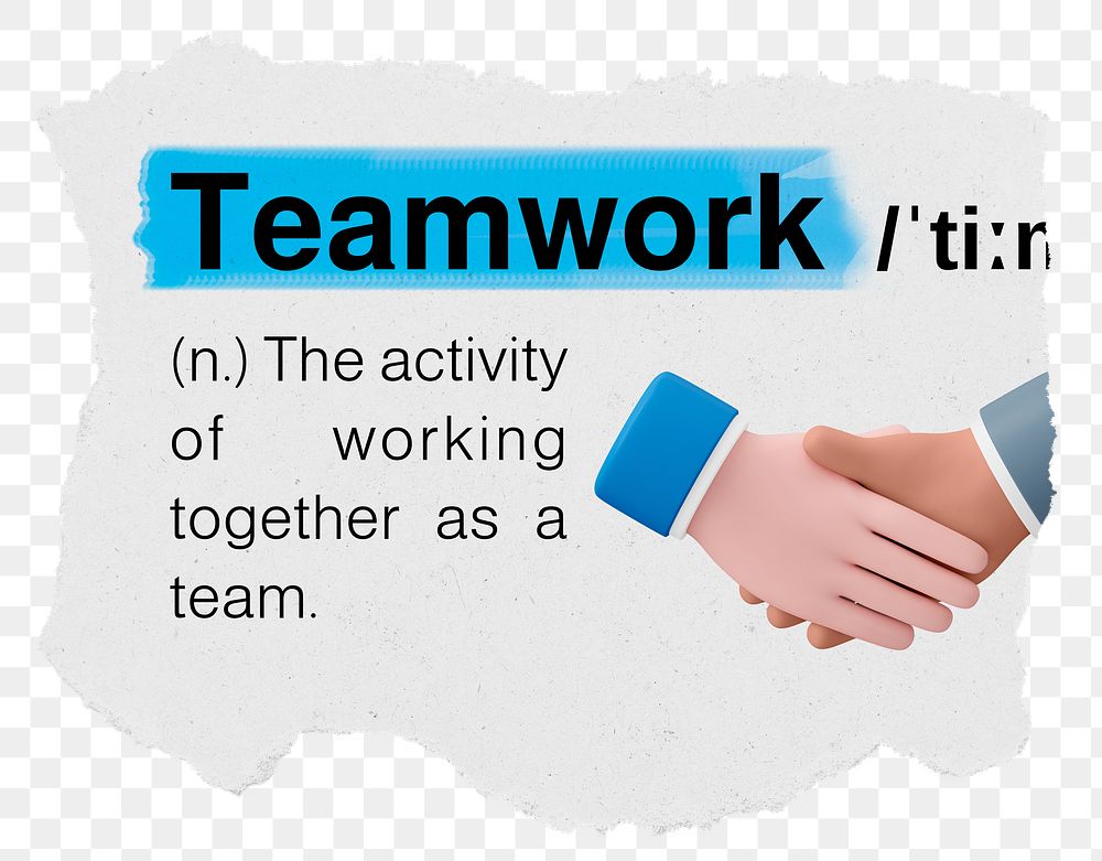 Teamwork png dictionary word sticker, typography, transparent background