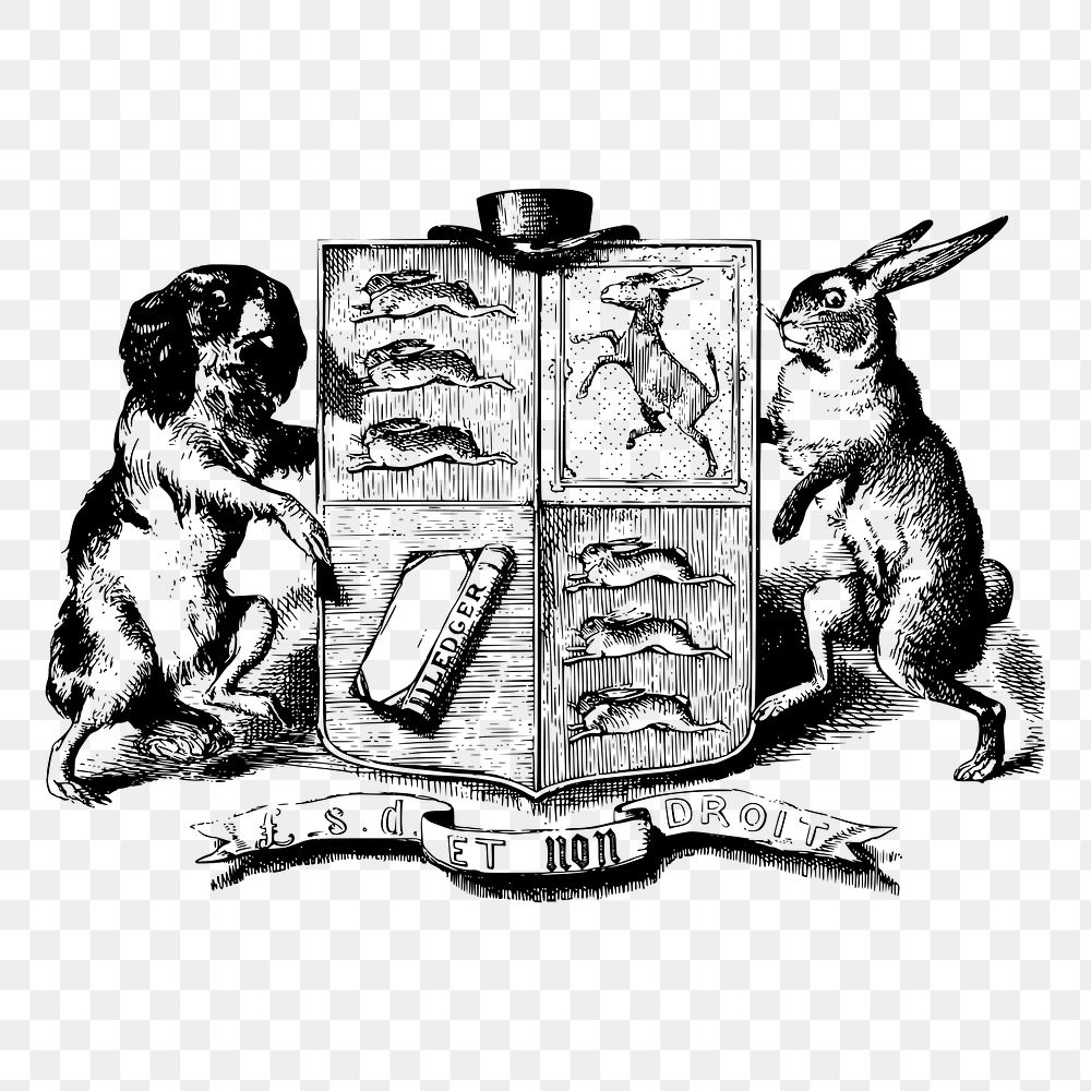 Coat of arms png sticker, vintage animal illustration on transparent background. Free public domain CC0 image.