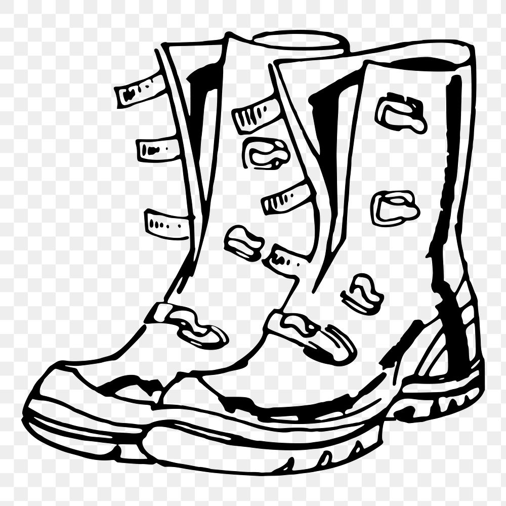 Boots png sticker, vintage footwear illustration, transparent background. Free public domain CC0 image.
