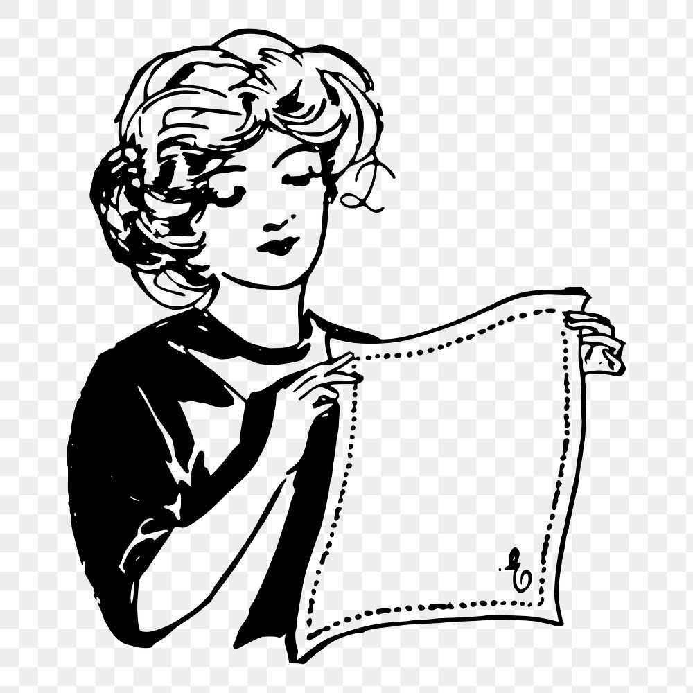 Handkerchief lady png sticker, vintage illustration, transparent background. Free public domain CC0 image.