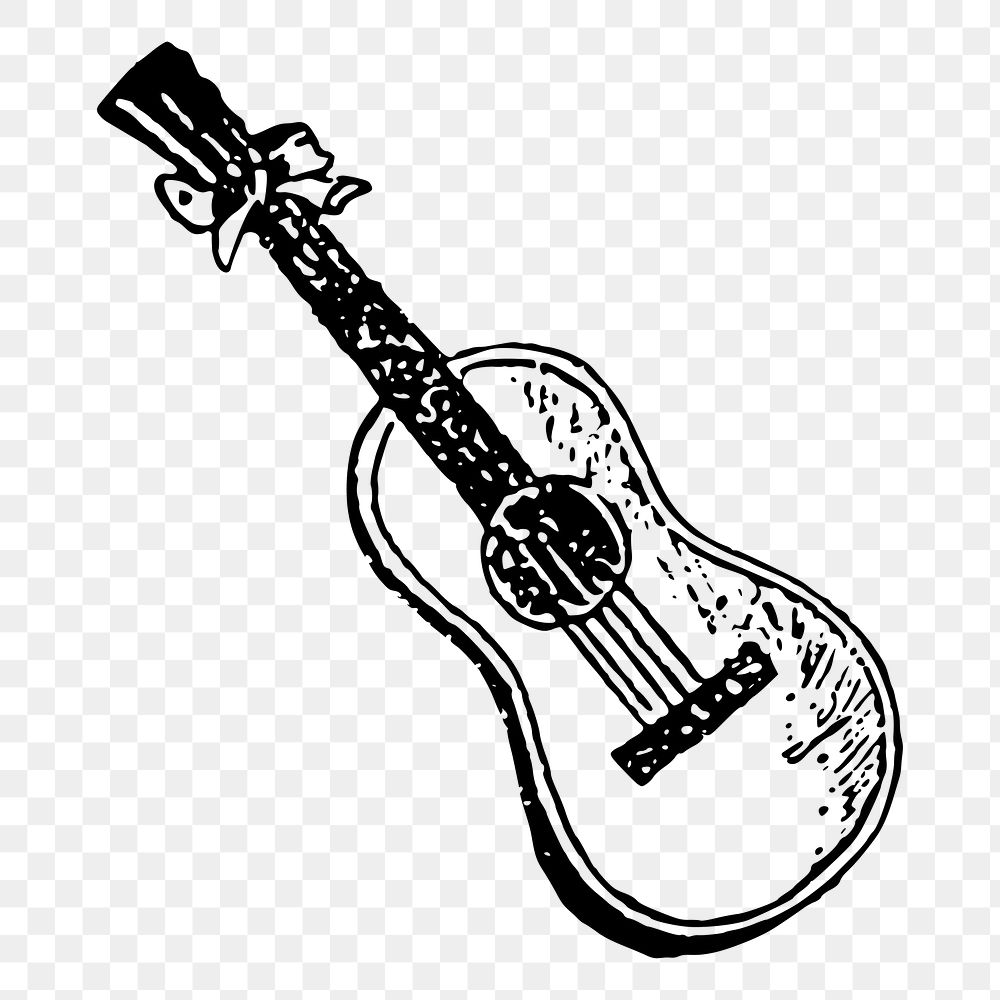 Acoustic guitar png sticker, vintage music illustration, transparent background. Free public domain CC0 image.