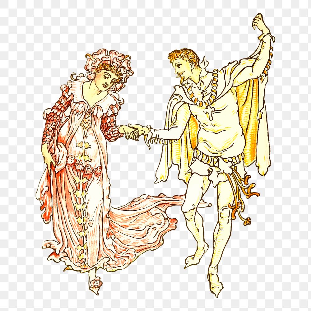 Couple dancing png sticker, vintage entertainment illustration, transparent background. Free public domain CC0 image.