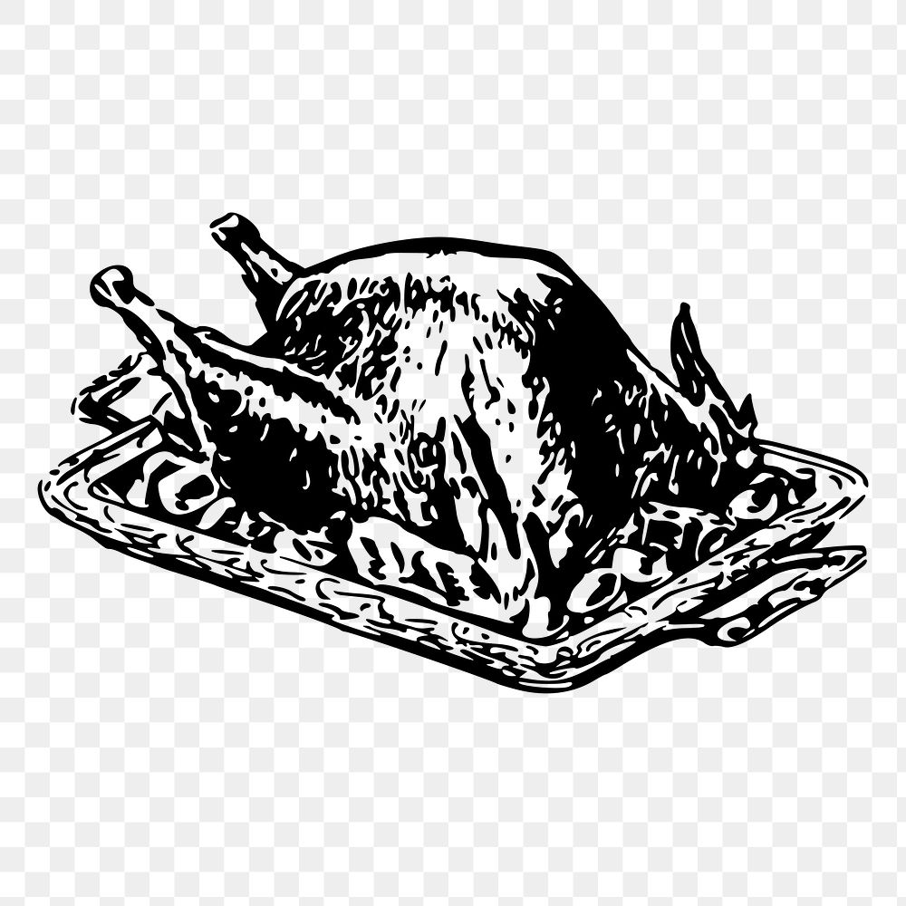 Thanksgiving turkey dinner png sticker illustration, transparent background. Free public domain CC0 image.