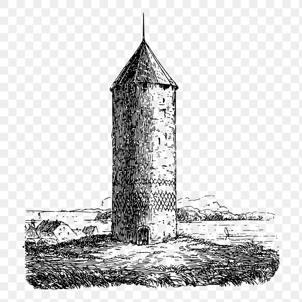 Fort tower png sticker illustration, transparent background. Free public domain CC0 image.