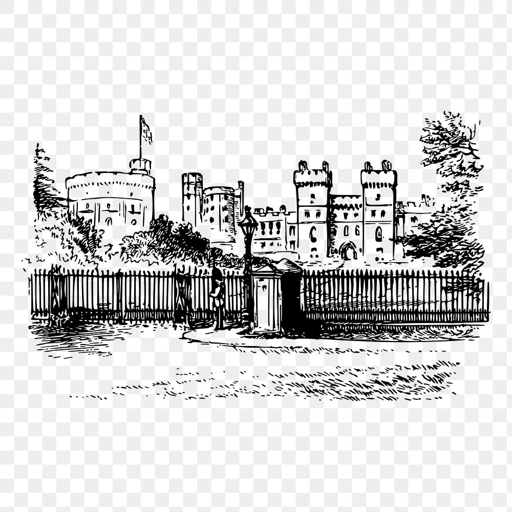 Windsor Castle  png sticker illustration, transparent background. Free public domain CC0 image.
