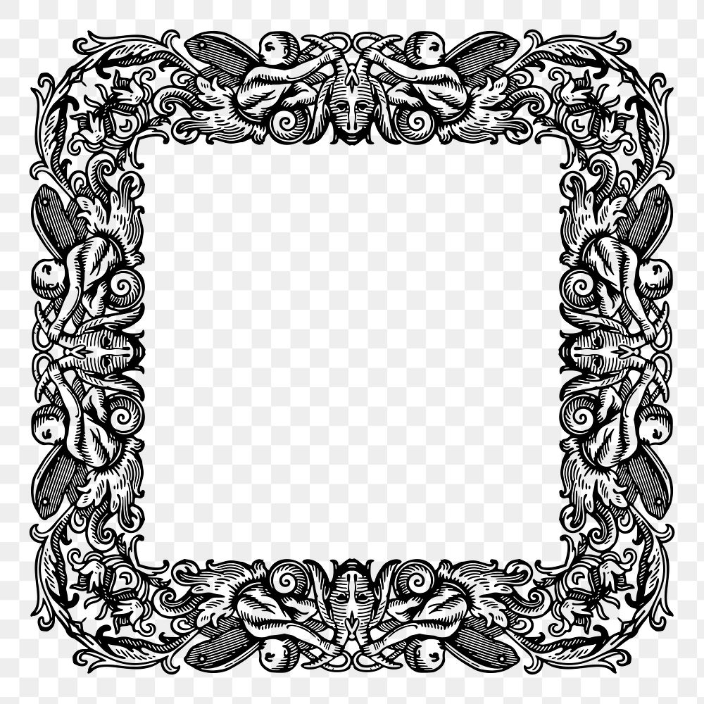 Ornamental border frame png sticker illustration, transparent background. Free public domain CC0 image.