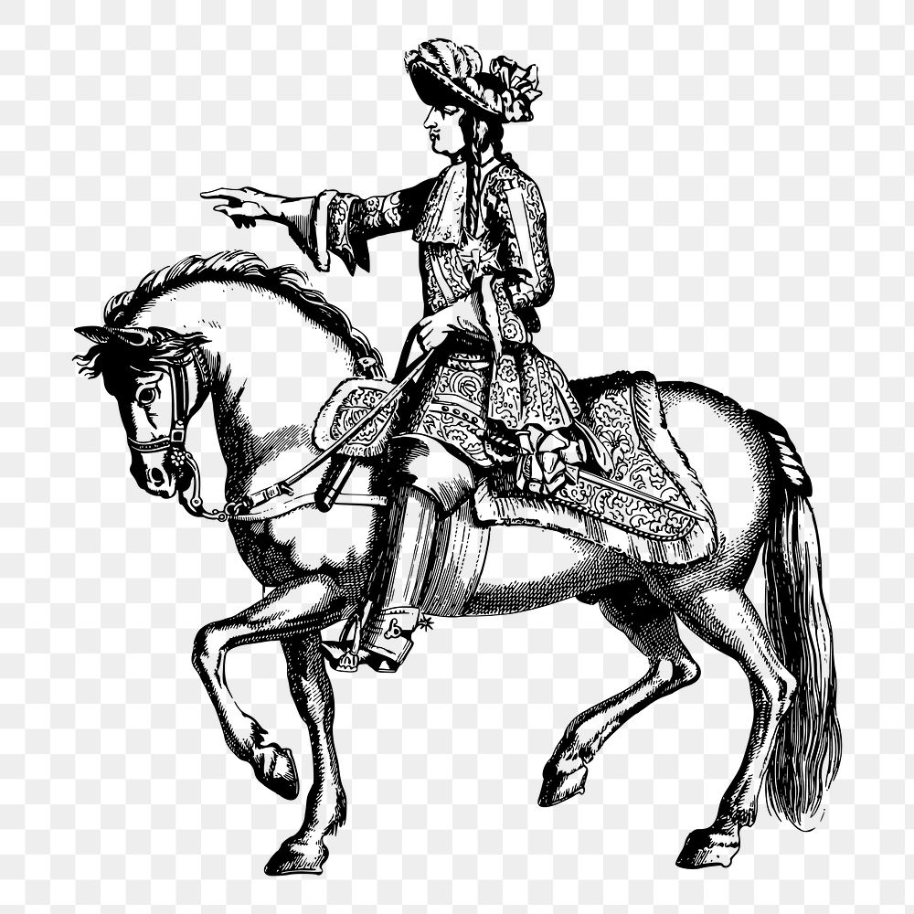 King on horse png sticker illustration, transparent background. Free public domain CC0 image.