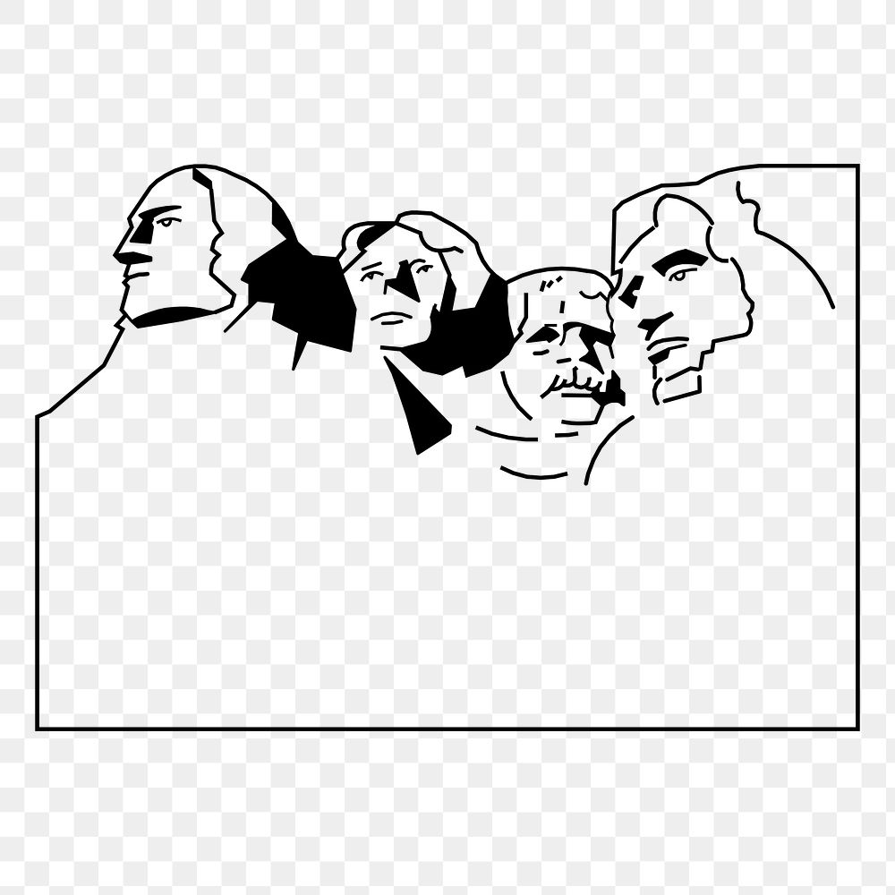 Mount Rushmore frame png sticker illustration, transparent background. Free public domain CC0 image.