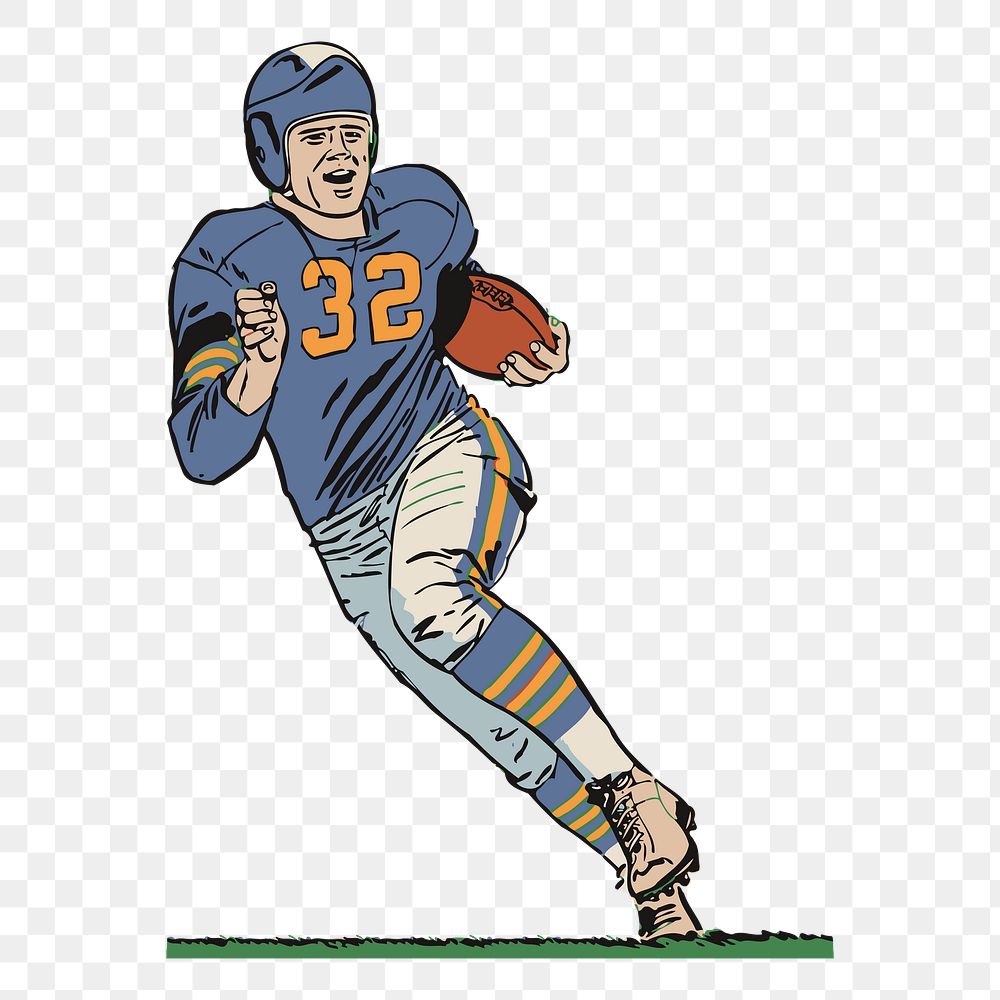 American football player png sticker illustration, transparent background. Free public domain CC0 image.