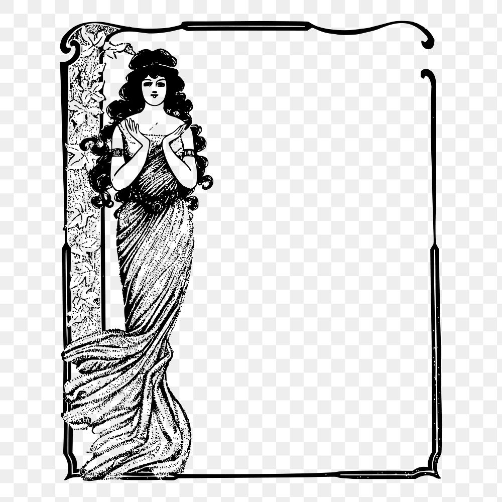 Vintage lady frame png sticker illustration, transparent background. Free public domain CC0 image.