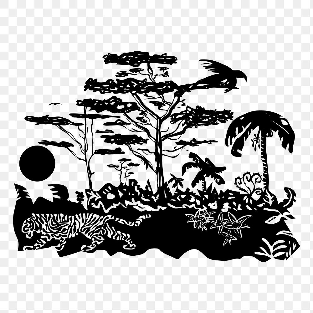 Jungle png sticker illustration, transparent background. Free public domain CC0 image.