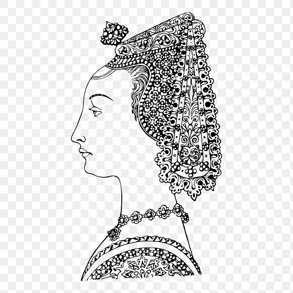 Ornate headdress png sticker illustration, transparent background. Free public domain CC0 image.