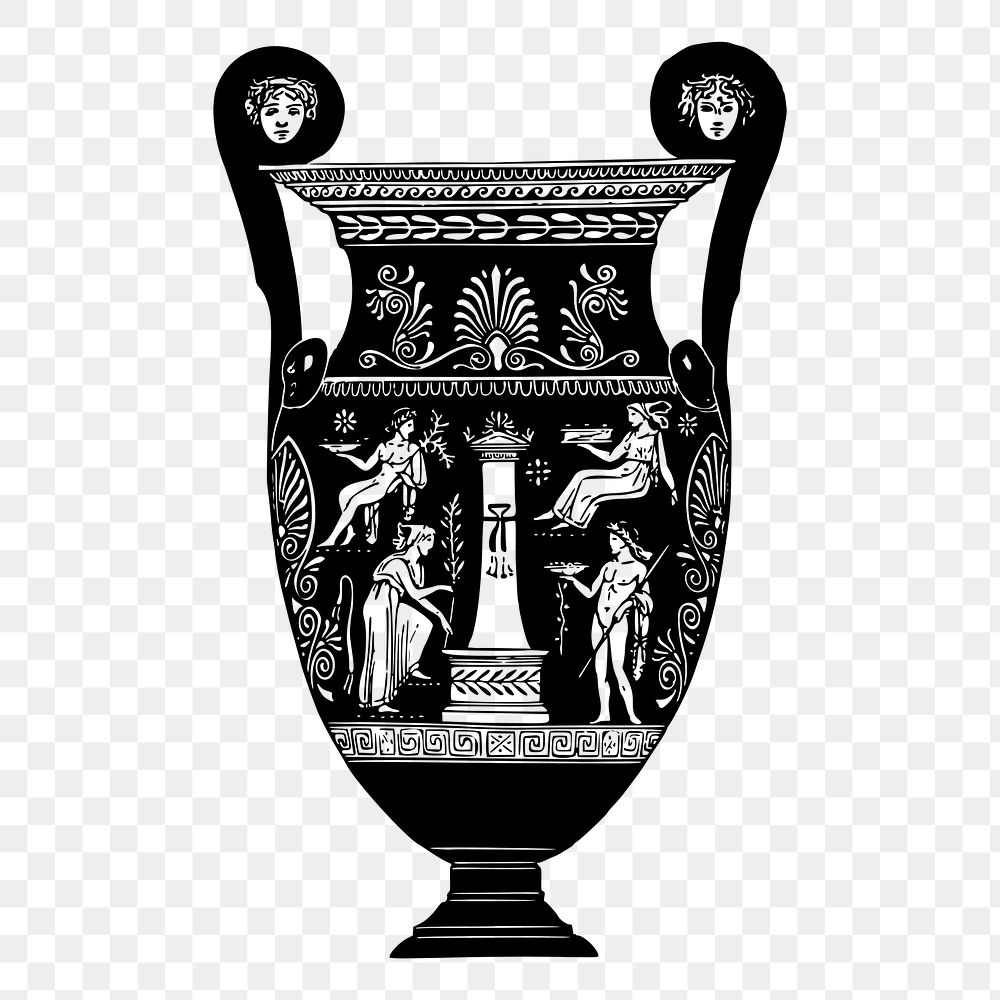 Greek vase png sticker illustration, transparent background. Free public domain CC0 image.