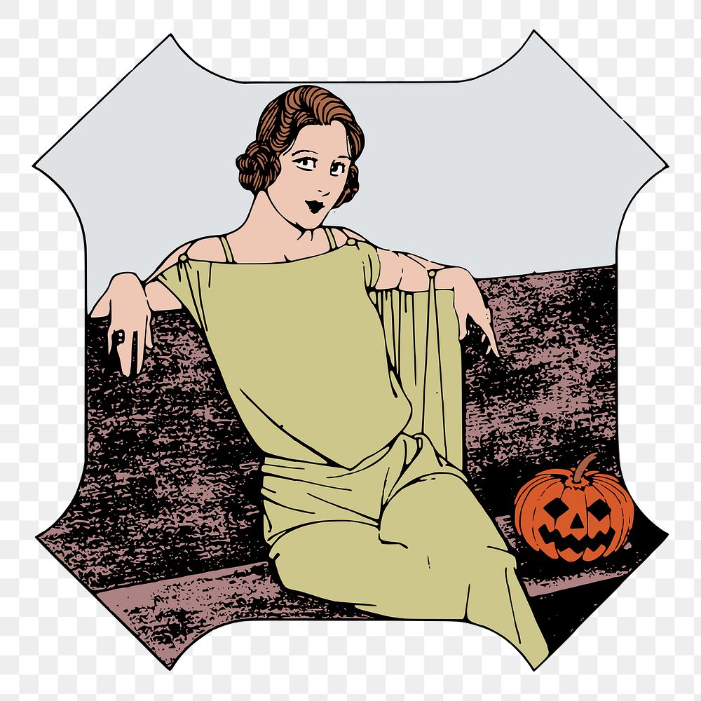 Flapper woman png halloween sticker illustration, transparent background. Free public domain CC0 image.