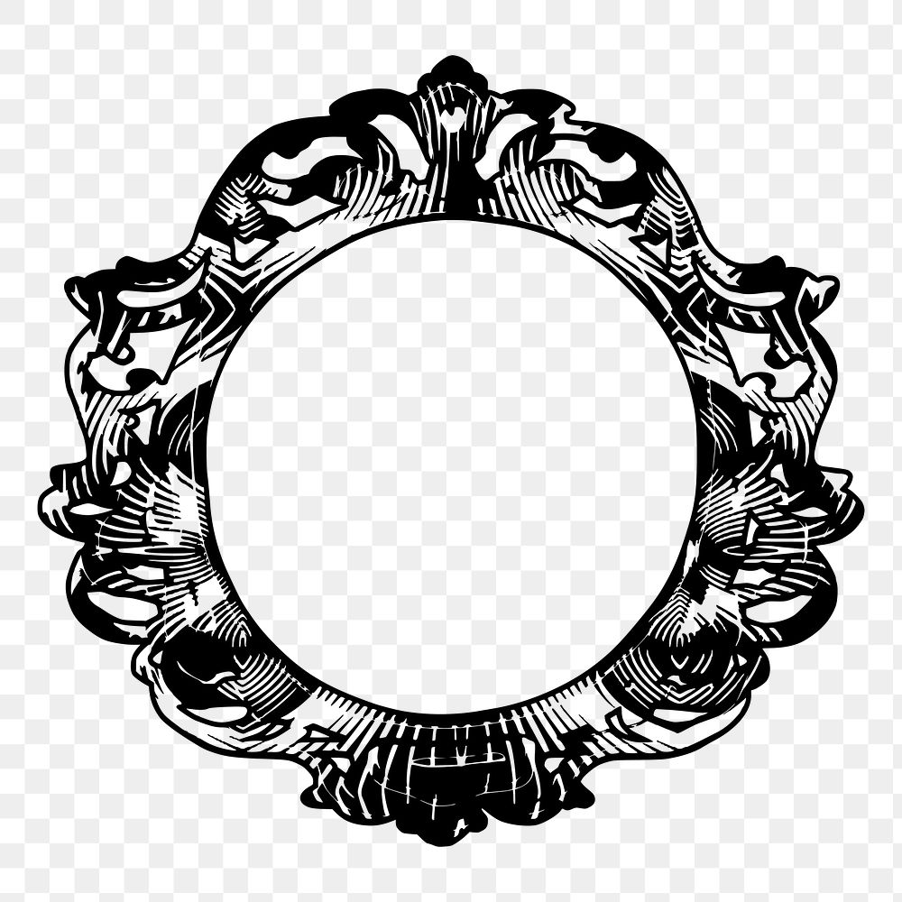 Ornamental round frame png sticker illustration, transparent background. Free public domain CC0 image.