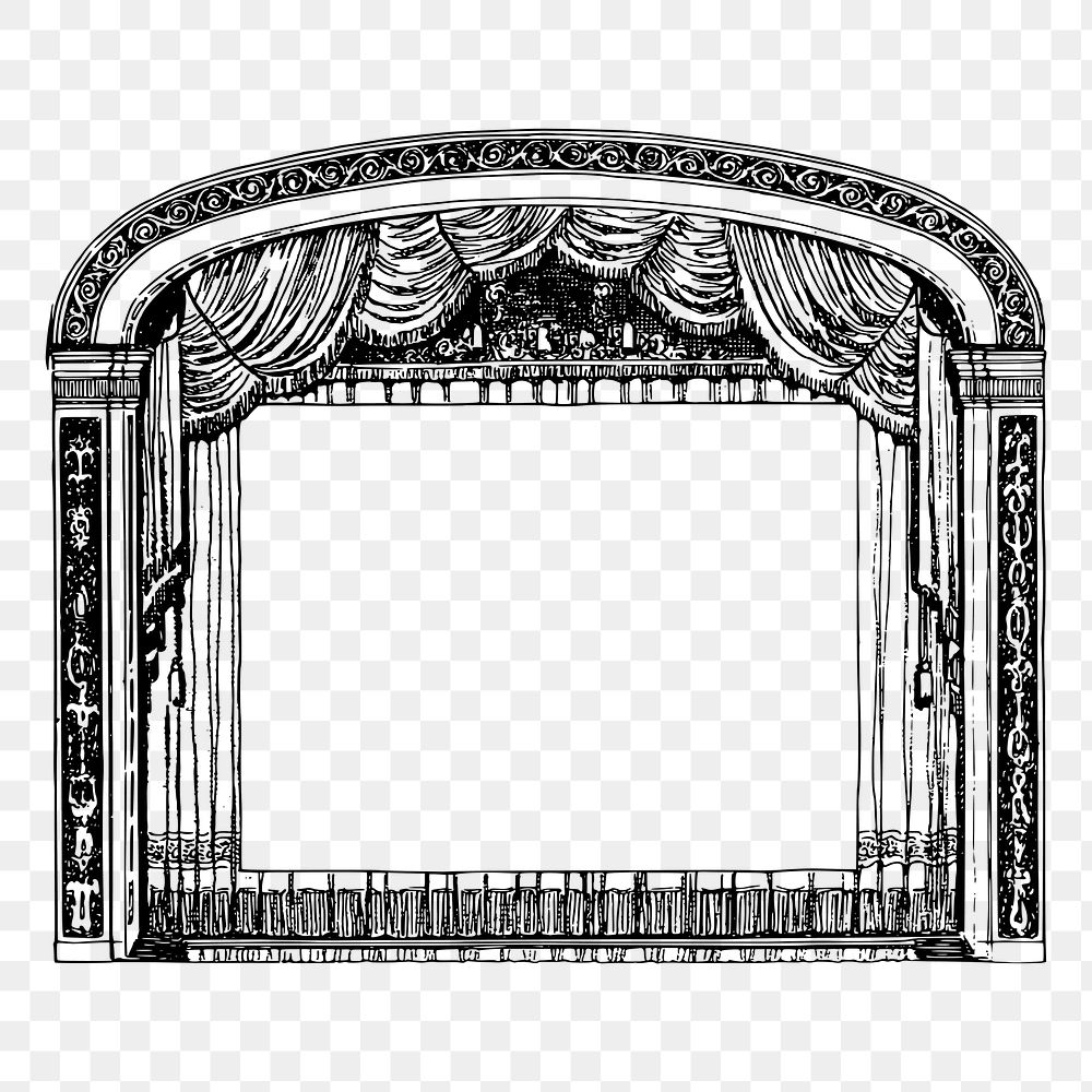 Theater stage frame png sticker illustration, transparent background. Free public domain CC0 image.