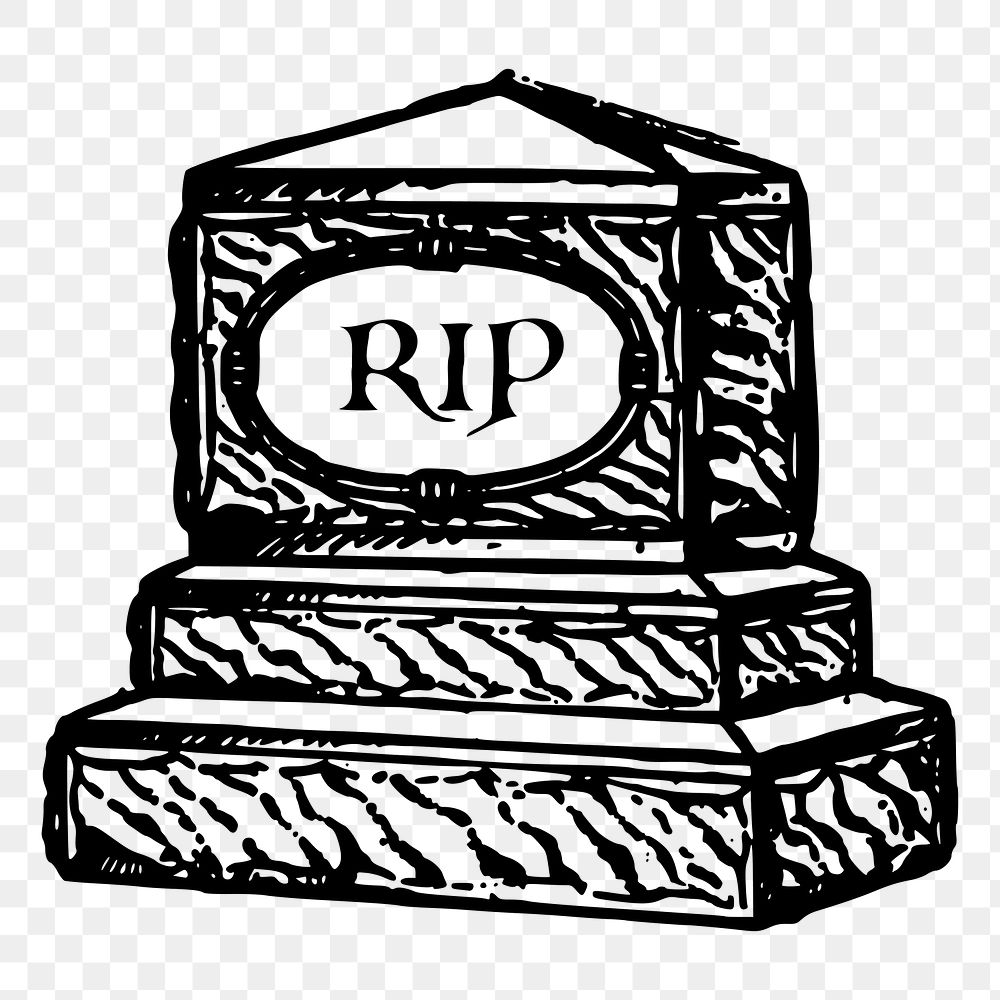 RIP tombstone png sticker illustration, transparent background. Free public domain CC0 image.