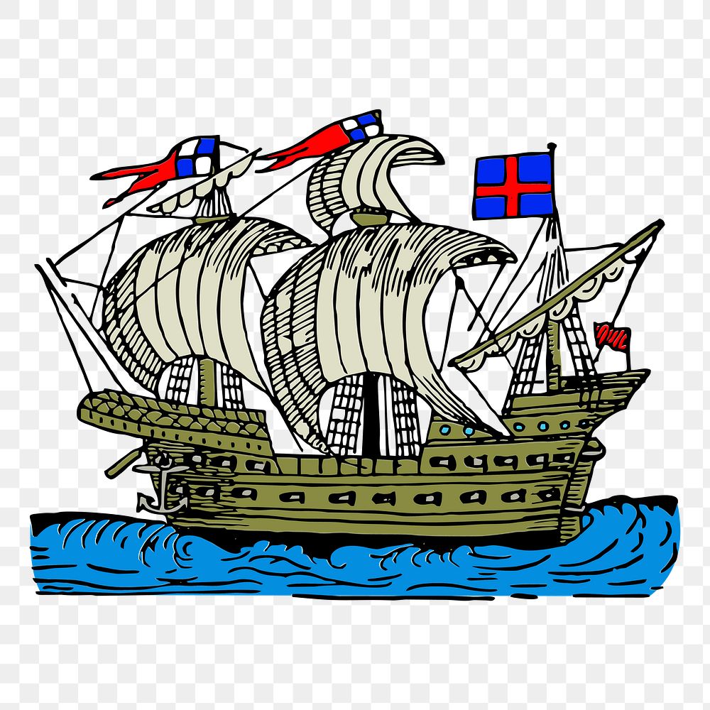 Tall ship png sticker illustration, transparent background. Free public domain CC0 image.