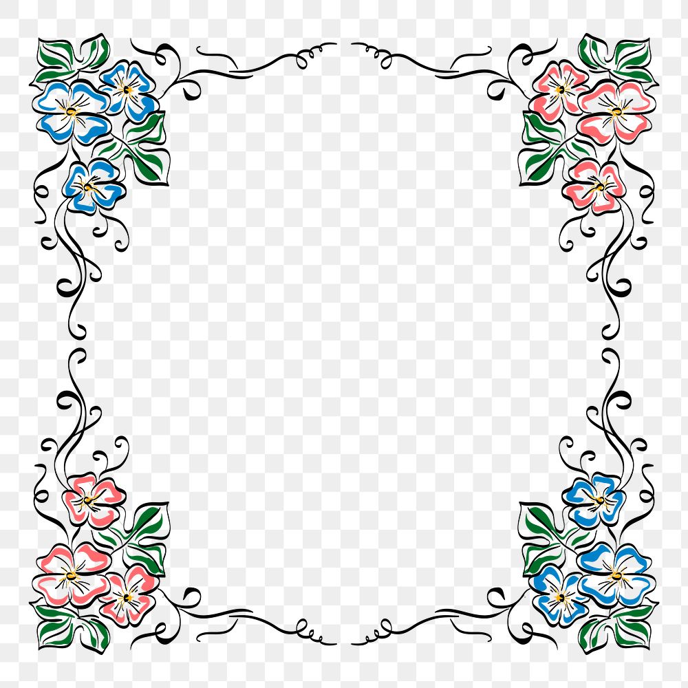 Flower frame png sticker illustration, transparent background. Free public domain CC0 image.