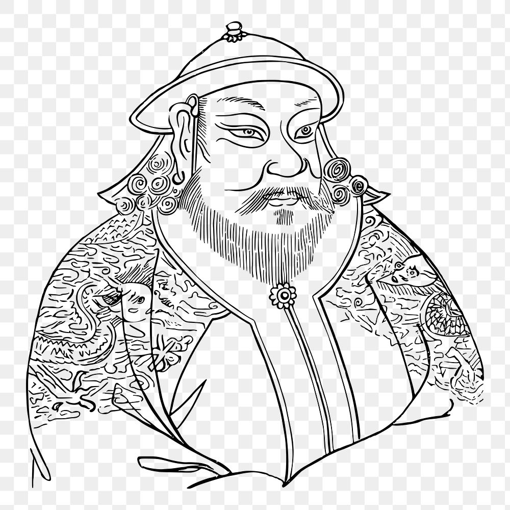 Kublai Khan png sticker illustration, transparent background. Free public domain CC0 image.