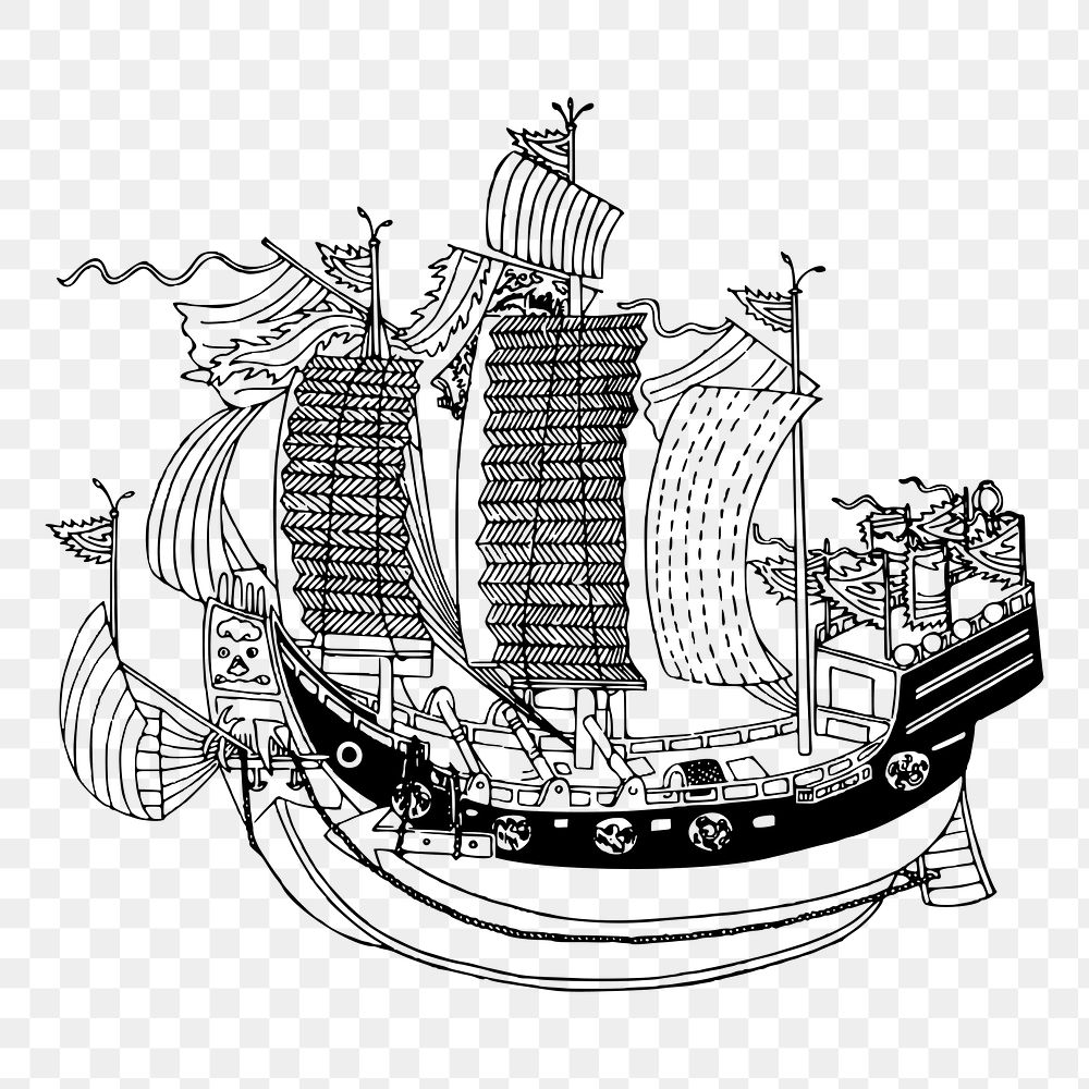 Pirate ship png sticker illustration, transparent background. Free public domain CC0 image.