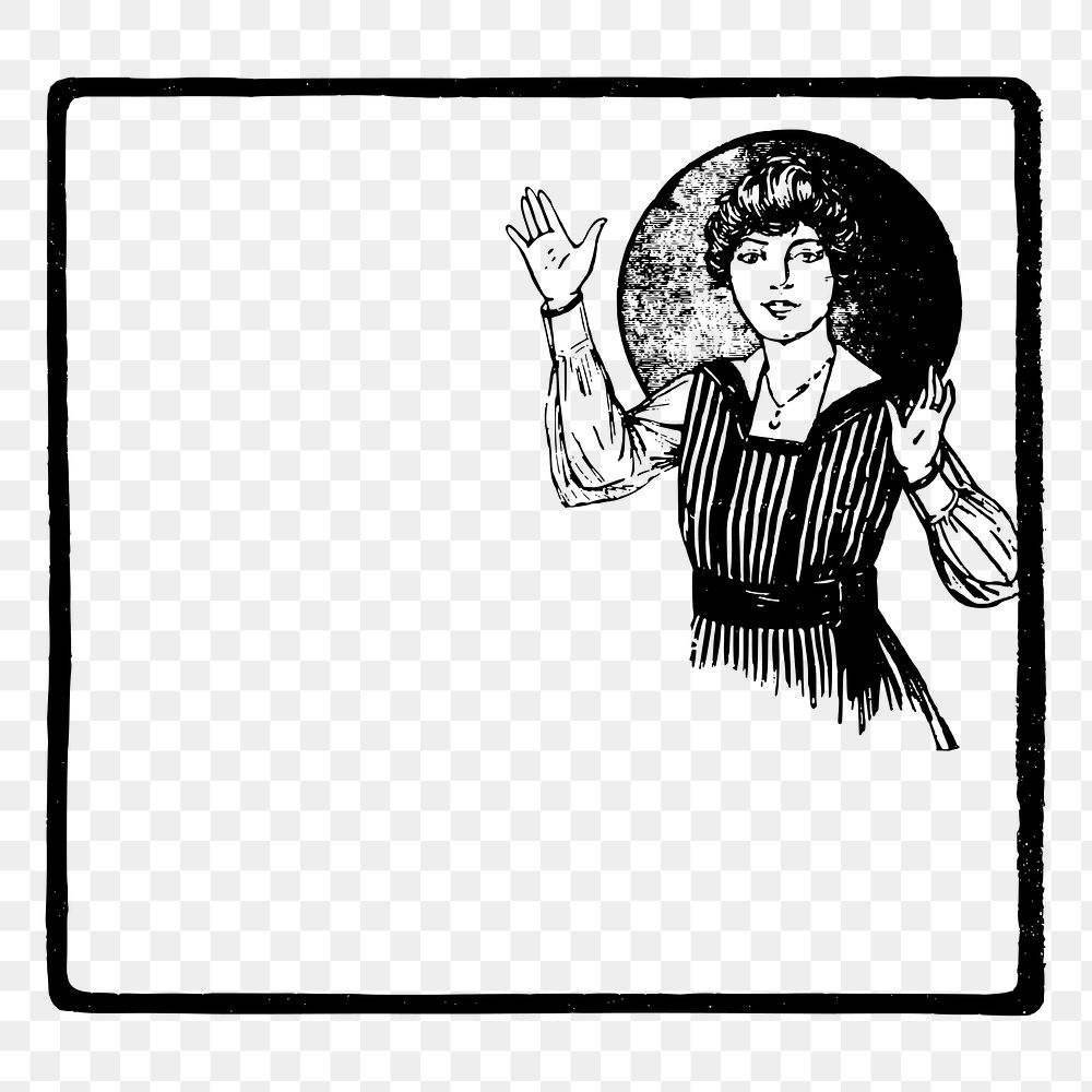 Lady frame png sticker illustration, transparent background. Free public domain CC0 image.