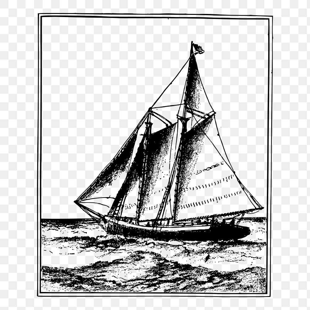 Sailing ship png sticker illustration, transparent background. Free public domain CC0 image.