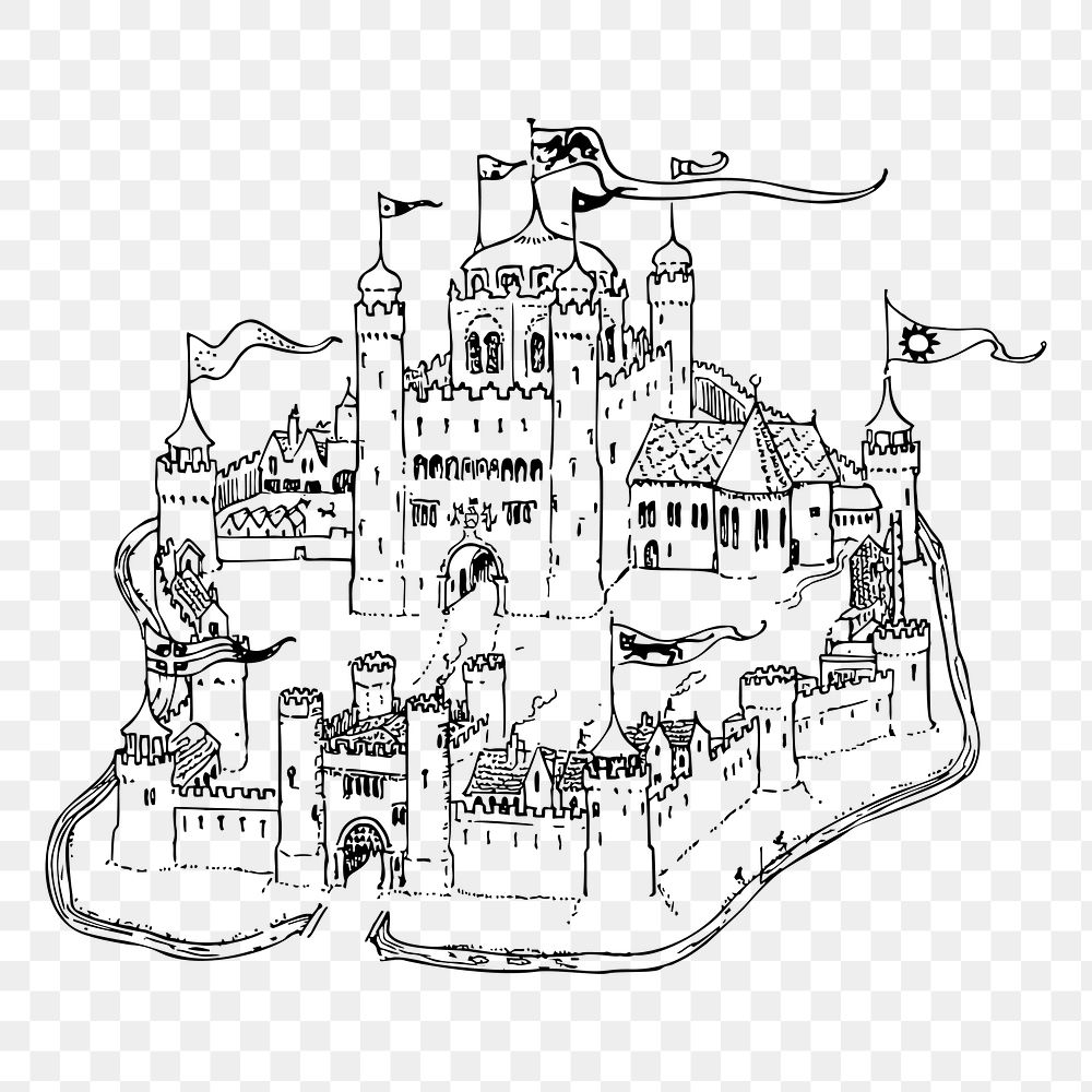 Castle png sticker illustration, transparent background. Free public domain CC0 image.