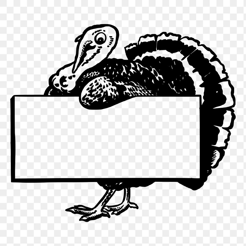 Turkey frame png sticker, vintage illustration, transparent background. Free public domain CC0 image.