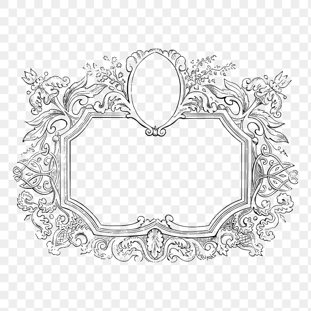 Ornamental frame png sticker, vintage illustration, transparent background. Free public domain CC0 image.