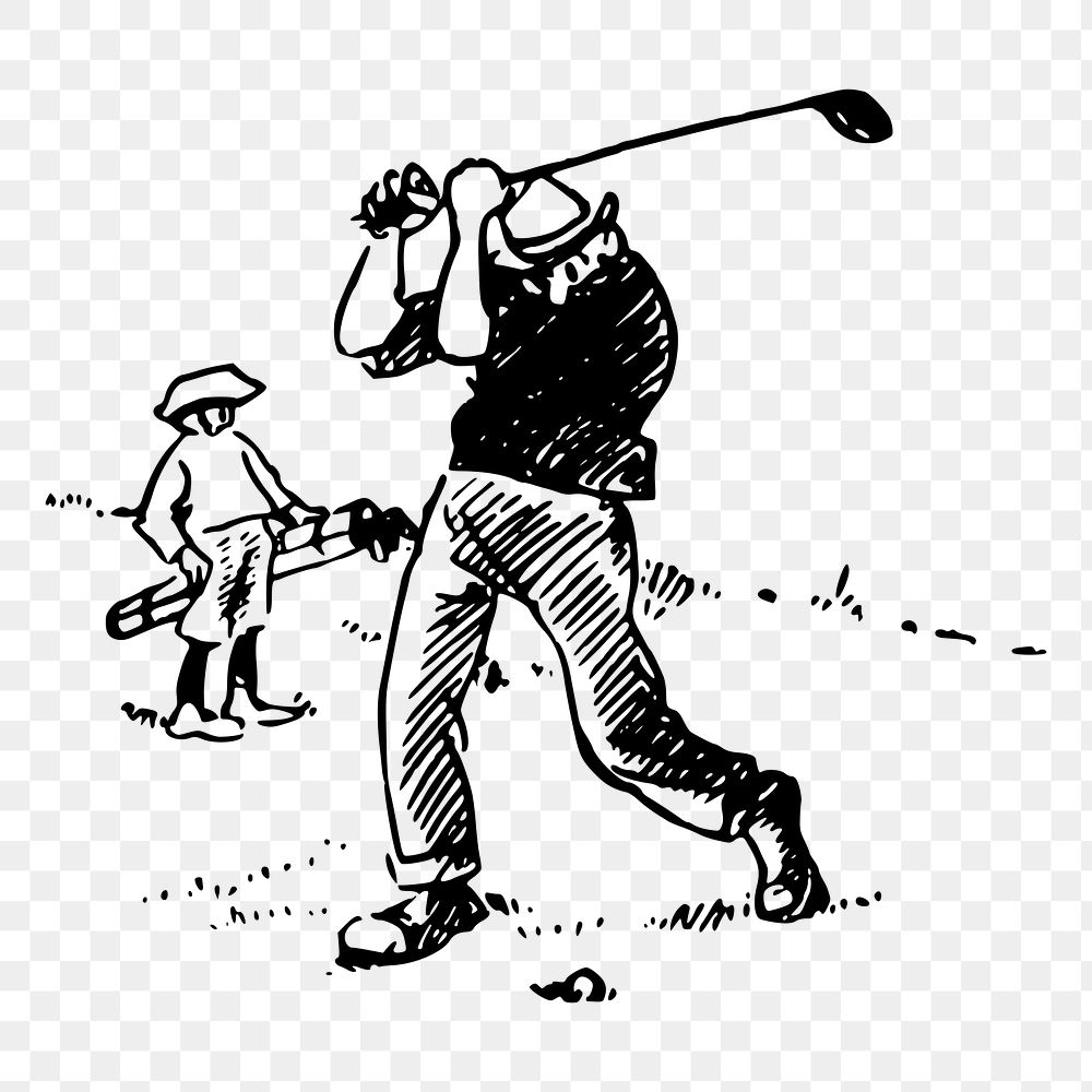 Golfer png sticker, vintage illustration, transparent background. Free public domain CC0 image.