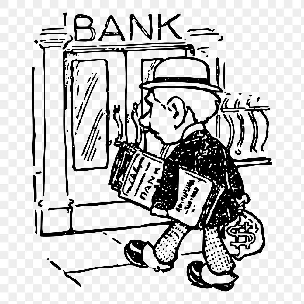 Bank deposit png sticker, vintage illustration, transparent background. Free public domain CC0 image.