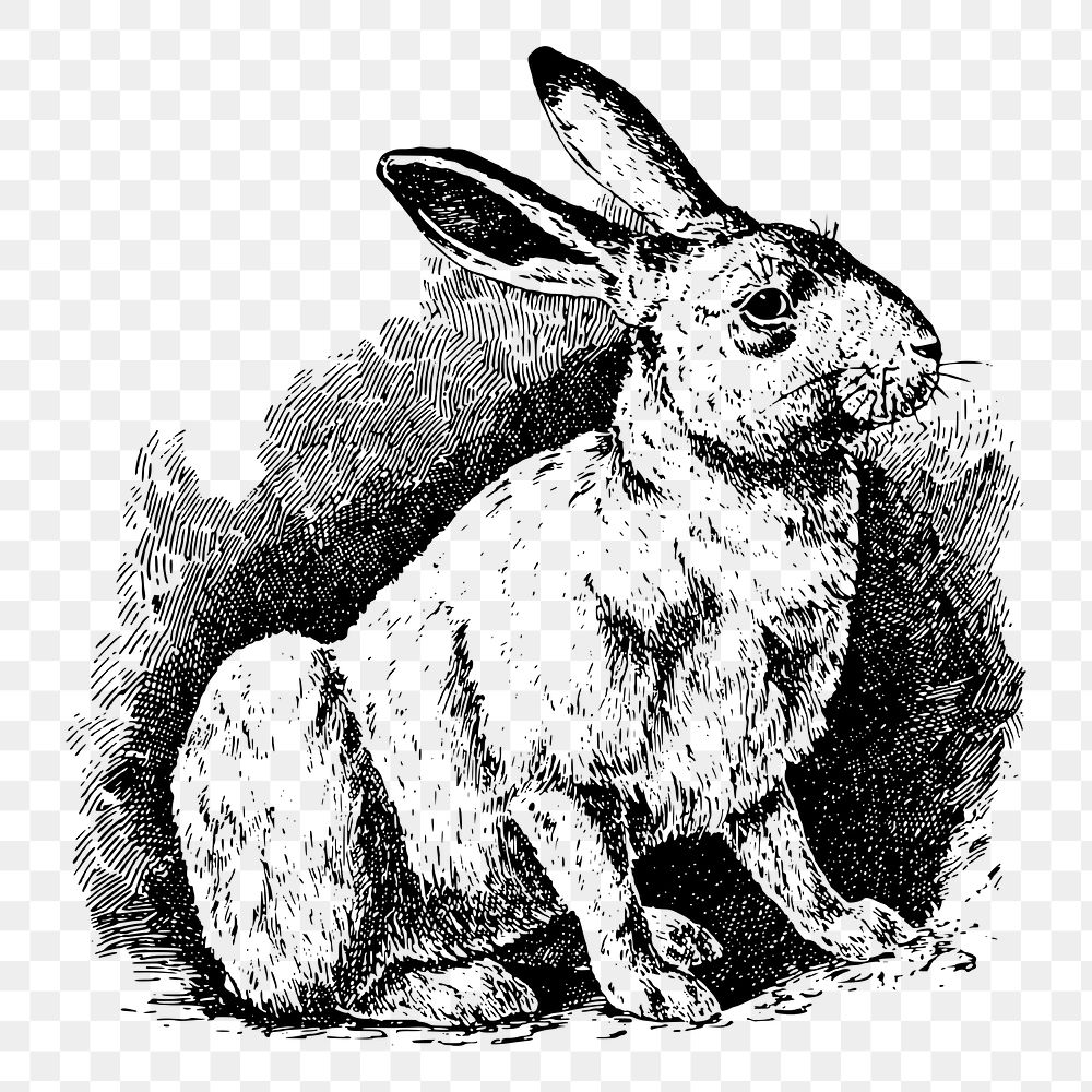 Rabbit png sticker, vintage illustration, transparent background. Free public domain CC0 image.