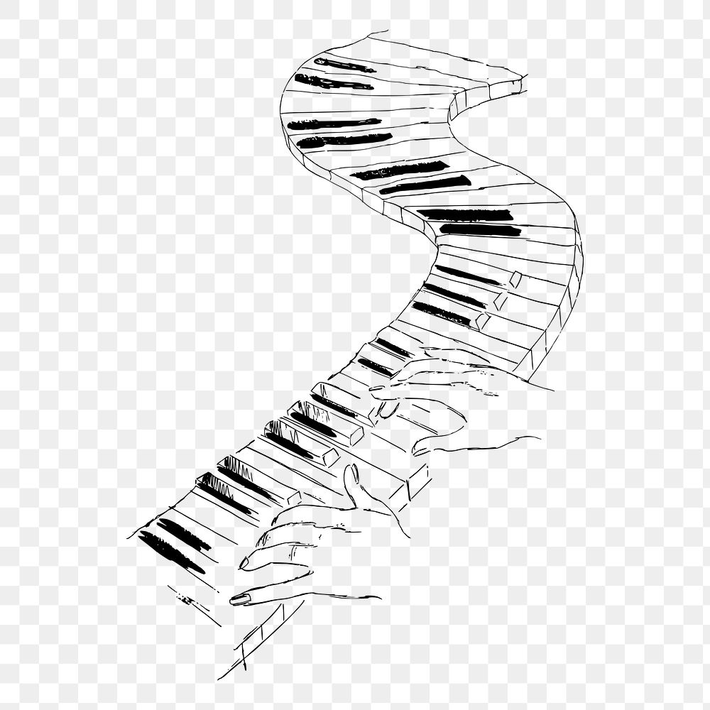 Distorted piano png sticker, vintage illustration, transparent background. Free public domain CC0 image.