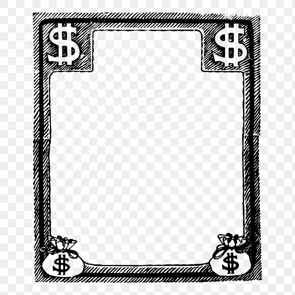 Money frame png sticker, vintage illustration, transparent background. Free public domain CC0 image.