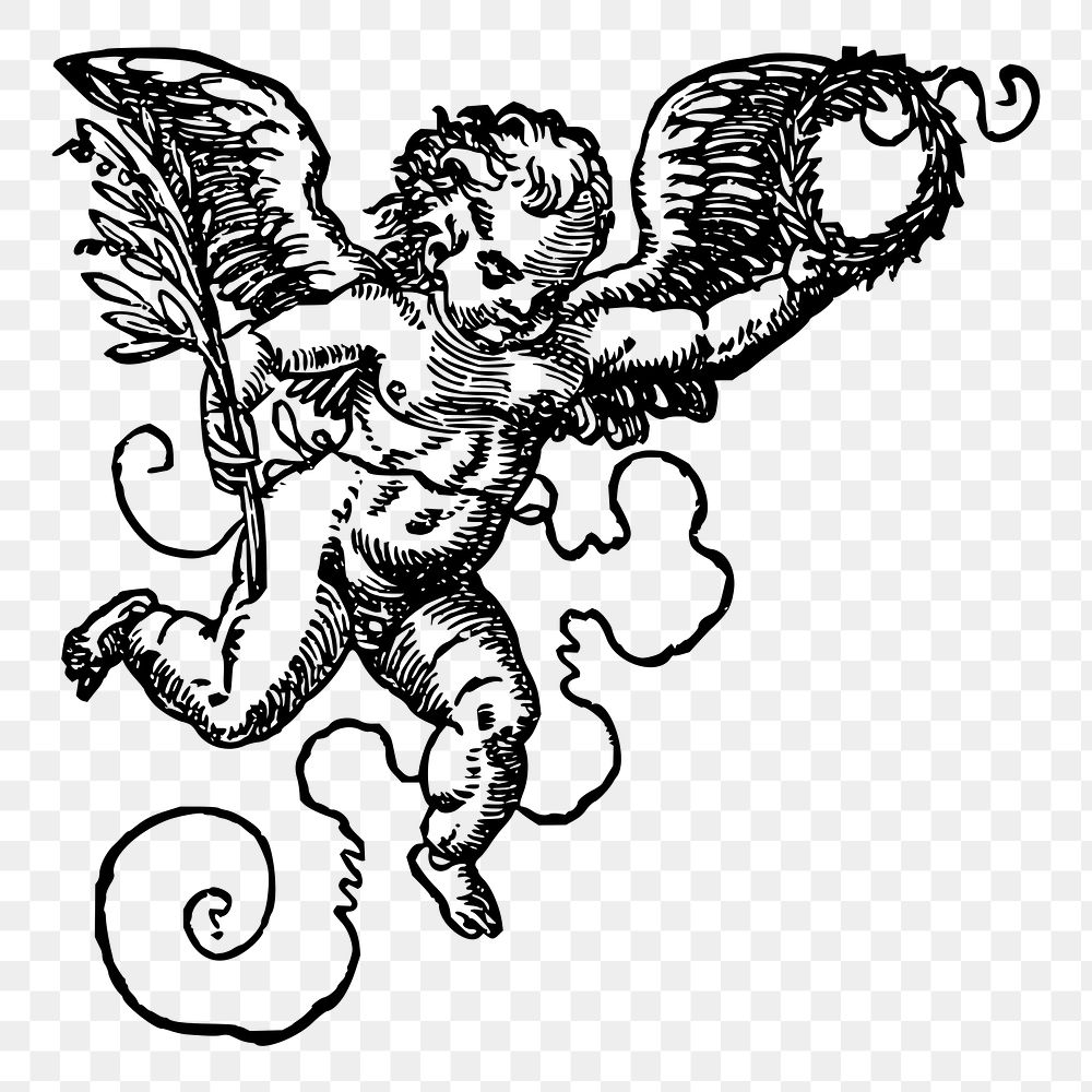 Cherub png sticker, vintage illustration, transparent background. Free public domain CC0 image.